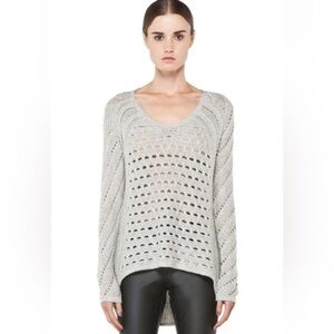 Helmut Lang Women's Grey Inherent Texture V-Neck Sweater